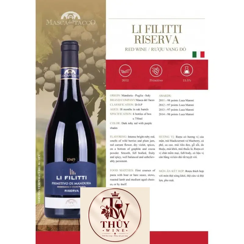 vang y li filitti primitivo di manduria mua ở đâu giá rẻ nhất