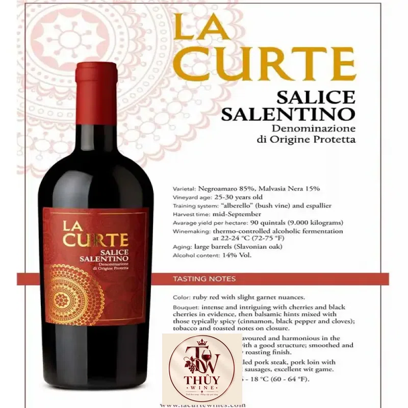 Vang Ý La Curte Salice Salentino blend