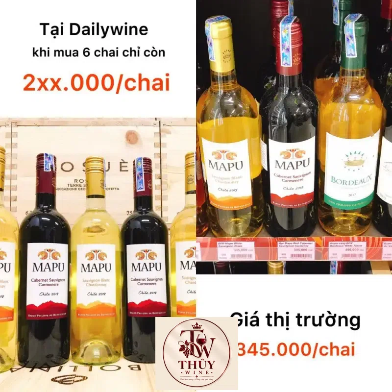vang chile mapu baron philippe de rothschild red white giá bao nhiêu