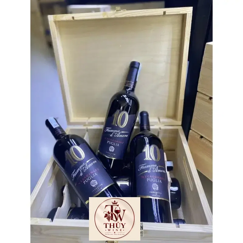 VANG Ý 10 FIAMMA D‘AMORE NEGROAMARO PUGLIA uống ngon