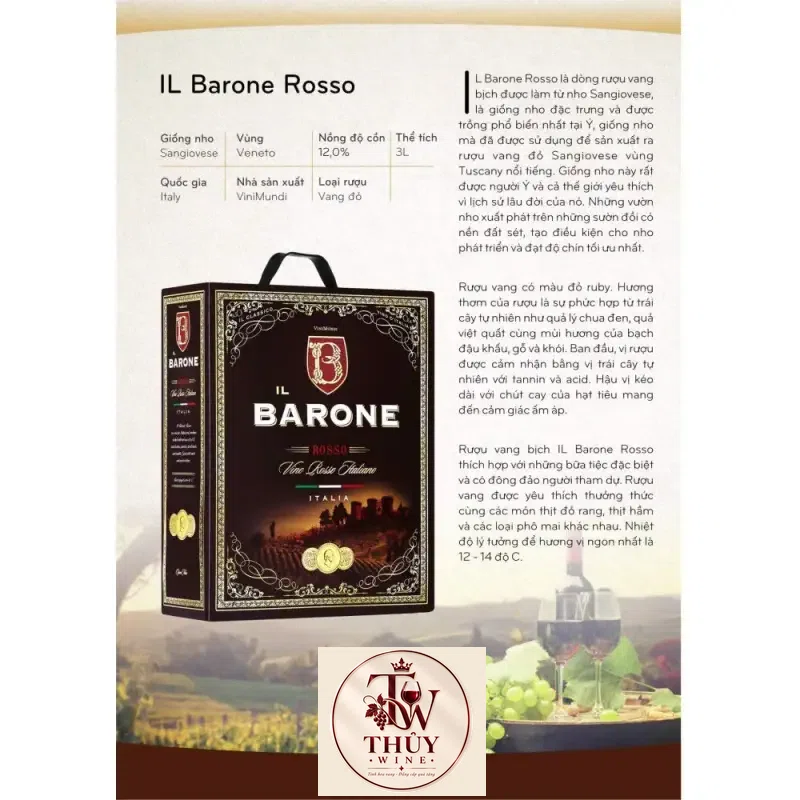 Địa chỉ bán ruou vang bich ngot y il barone rosso cuc ngon giá rẻ tại Sài Gòn