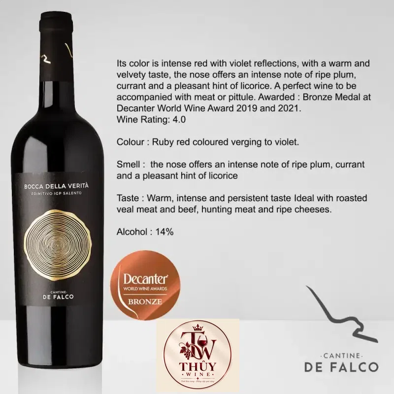 Giá vang y bocca de verita cantine de falco salento