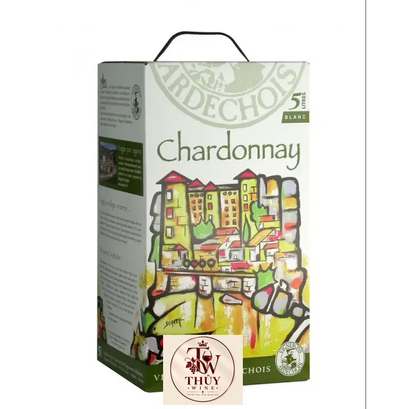 Vang bịch Pháp Vignerons Ardechois Chardonay 5L uống ngon