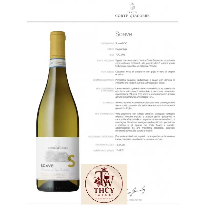ruou vang y trang corte giacobbe soave giá bao nhiêu