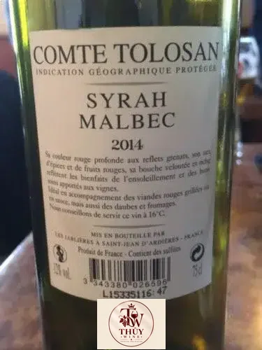 Vang Pháp Comte Tolosan Syrah Malbec
