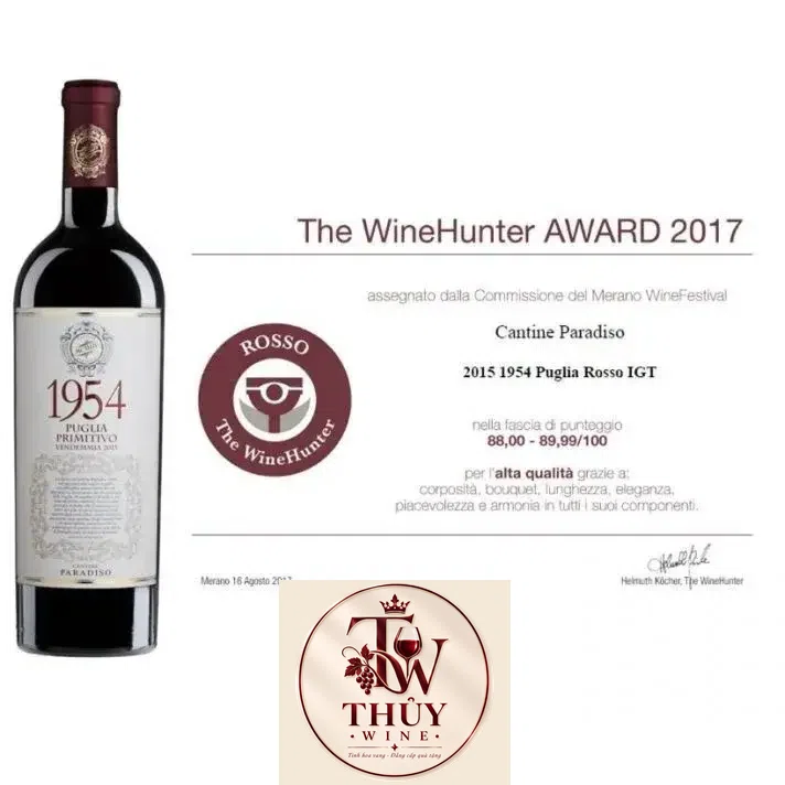 Vang Ý 1954 PUGLIA PRIMITIVO CANTINE PARADISO
