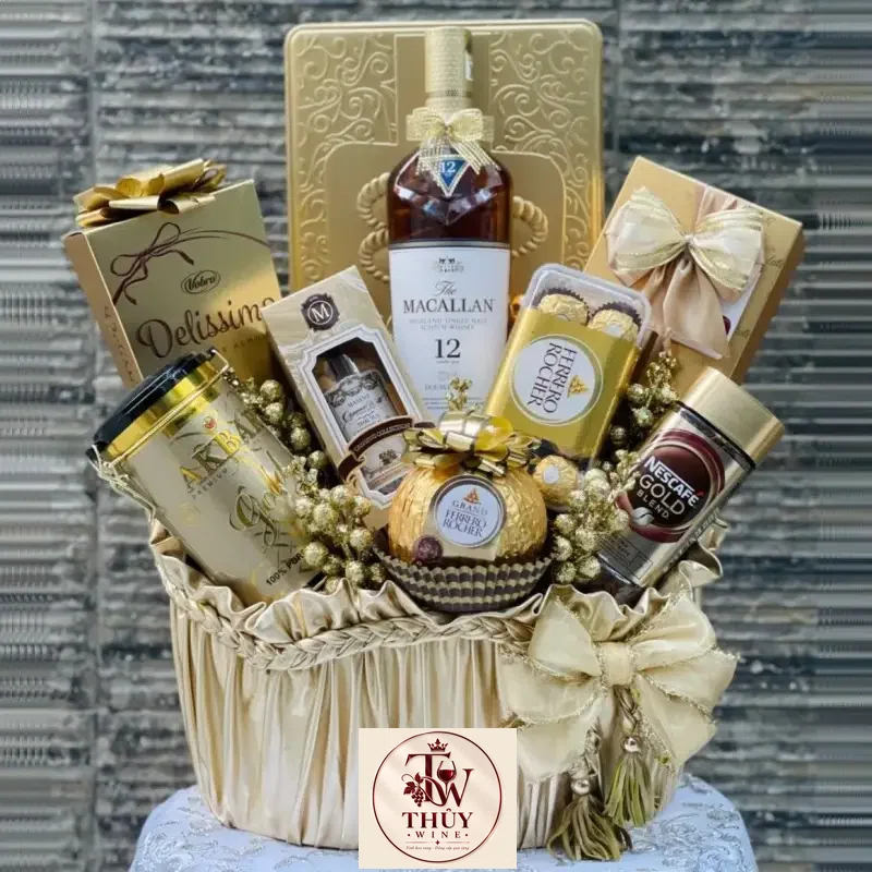 Địa chỉ mua Giỏ Quà Tết Rượu Macallan 12 cao cấp giá rẻ