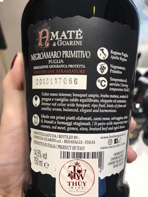 Vang Ý Amate di Guarini Negroamaro Primitivo