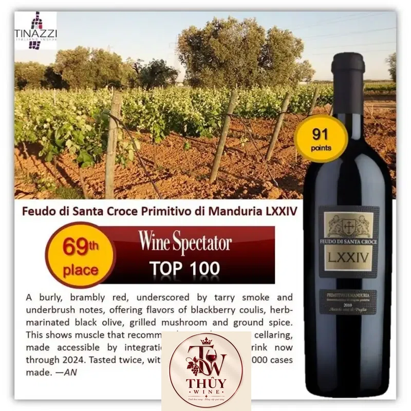 Vang Ý Feudo Di Santa Croce LXXIV Primitivo di Manduria