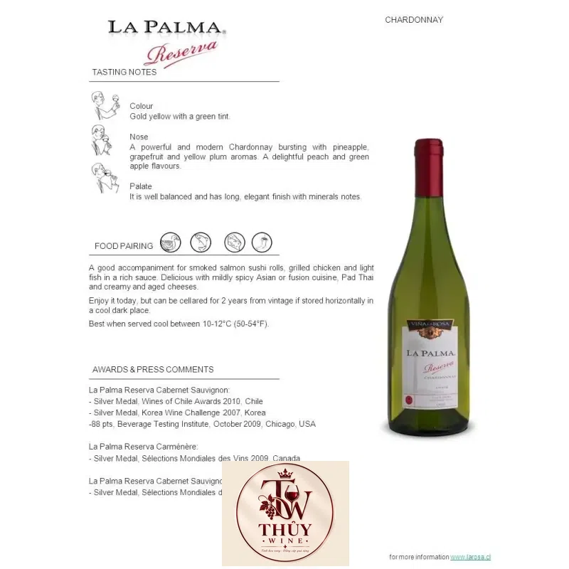 Vang Chile La Palma reserva Chardonnay
