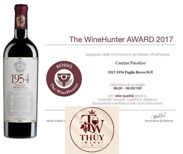 Vang Ý 1954 PUGLIA PRIMITIVO CANTINE PARADISO