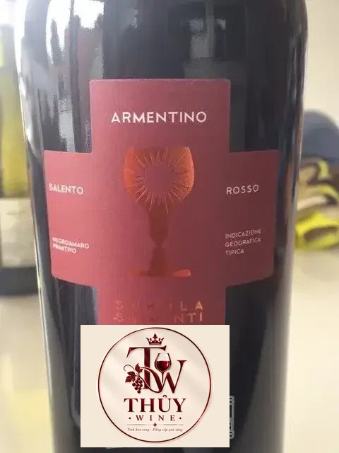 Vang Ý Chén thánh Schola Sarmenti Armentino Rosso Salento