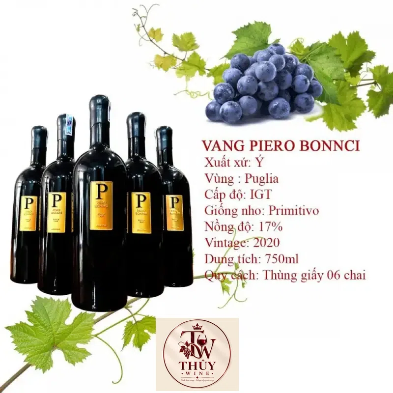 ruou vang y piero bonnci primitivo do giá bao nhiêu